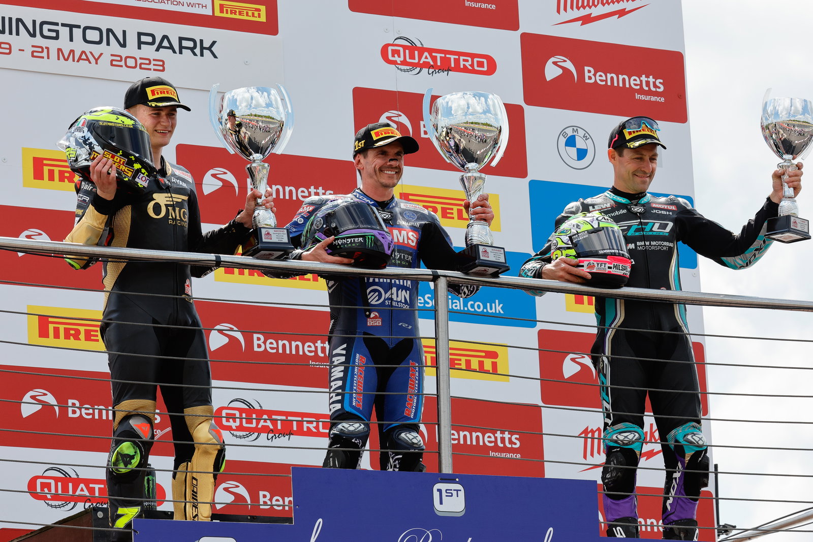 O'Halloran,Podium, Vickers, Brookes, Donington, 2023, BSB, British Superbikes, Race two, round three